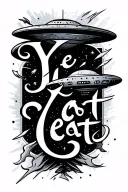 Text ,,Yeat,, with UFO tattoo design idea