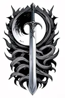 Damocles sword with semicolon incorporated with it  tattoo design idea