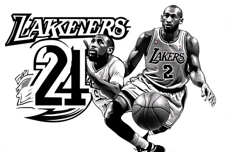 basketball, kobe Bryant, lakers, number 24 tattoo design idea