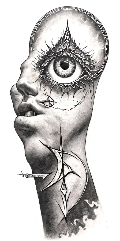 eye of odin rune circle tattoo design idea