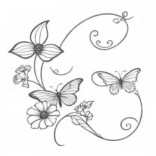 semi-colon, butterfly and flowers growing tattoo design idea