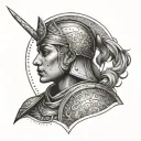 sofia warrior with sowrd and shield tattoo design idea