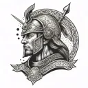 sofia warrior with sowrd and shield tattoo design idea