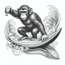 monkey surfing hakuna matata  in surfboard design tattoo design idea