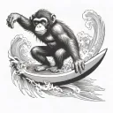monkey surfing hakuna matata  in surfboard design tattoo design idea