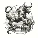 minotaur over looking a lake with a centaur  and a crab tattoo design idea