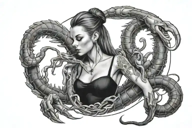 Celine with scorpion surrounded tattoo design idea