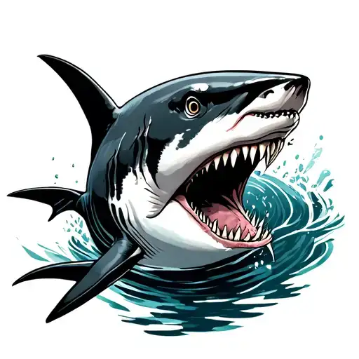 black tip shark eating tattoo design idea