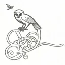 monkey with a owl flying and a centipede crawling tattoo design idea