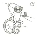 monkey with a owl flying and a centipede crawling tattoo design idea