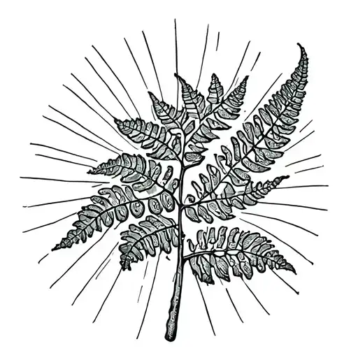 fiddlehead fern and sun rays tattoo design idea