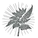 fiddlehead fern and sun rays tattoo design idea