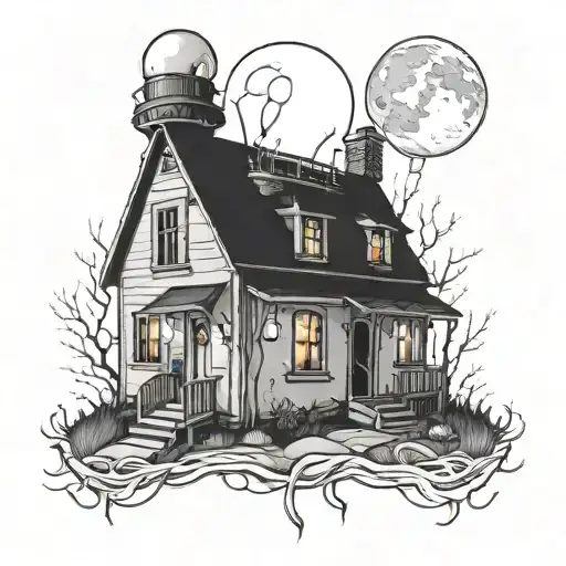 house with light bulb follow you bring me the horizon tattoo design idea