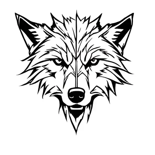 Wolf Head sillouette mechanical tattoo design idea