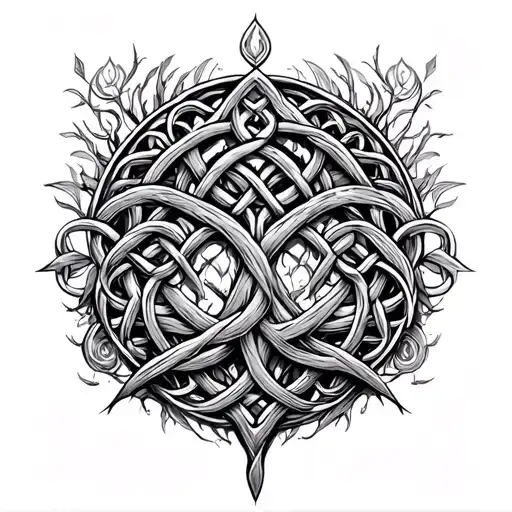 celtic tree conbined with the celtic motherhood knot tattoo design idea