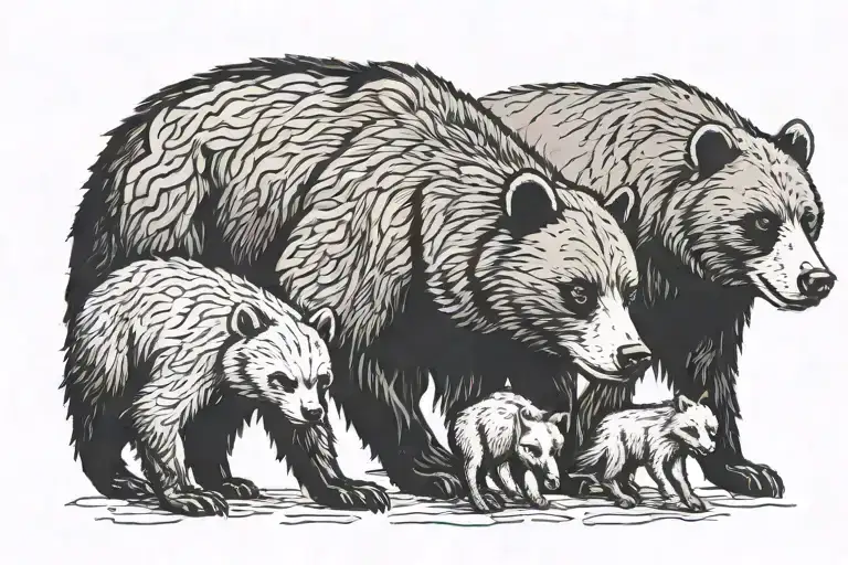 bear, wolf, and honey badger tattoo design idea