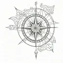 compass clock front facing numbers tattoo design idea