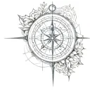 compass clock front facing numbers tattoo design idea