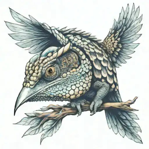 chameleon fading into a hawk tattoo design idea