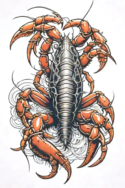crayfish confronts lion tattoo design idea