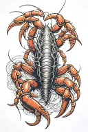 crayfish confronts lion tattoo design idea