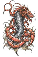 crayfish confronts lion tattoo design idea