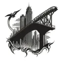 Roller coaster with skyline tattoo design idea