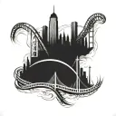 Roller coaster with skyline tattoo design idea