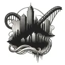 Roller coaster with skyline tattoo design idea