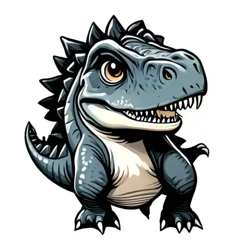 a cute cartoonish dinosaur that can be used as a tattoo tattoo design idea