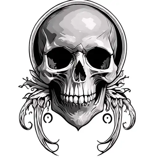 skull around knee cap surrounded tattoo design idea