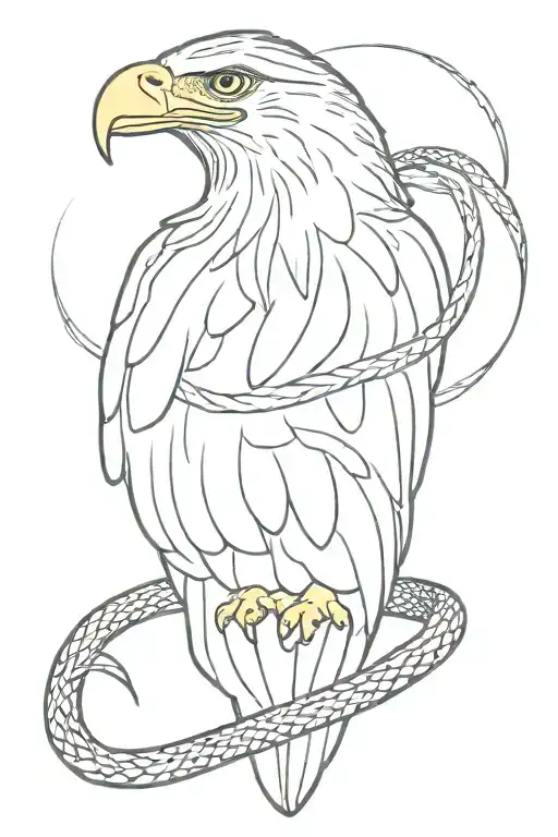 memorial for my father, bald eagle and snake wrapped tattoo design idea