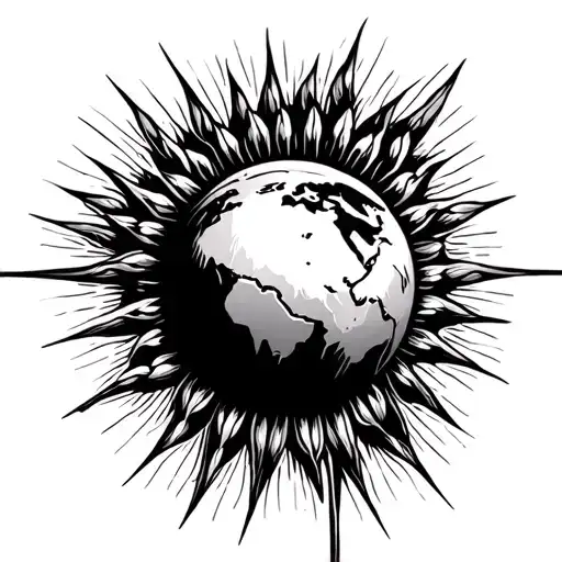 wheat earth sun tattoo design idea