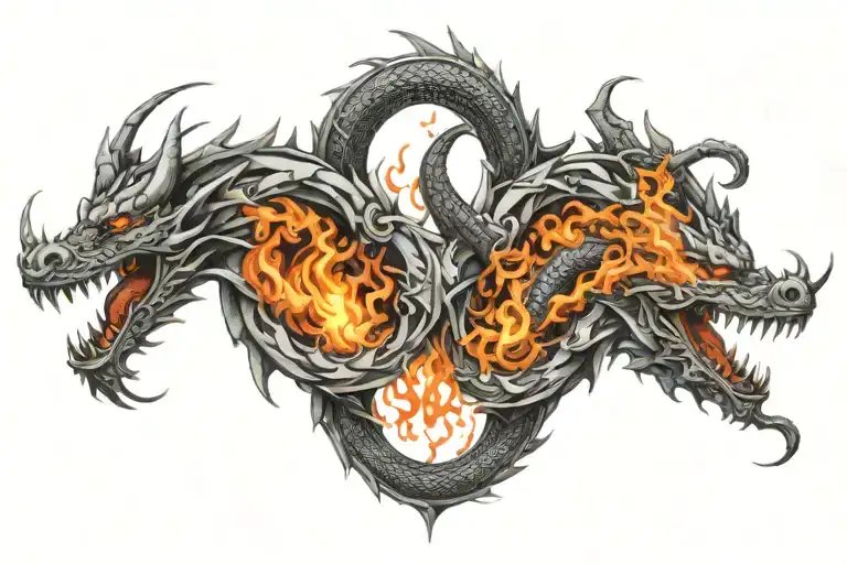 dragon breathing fire tattoo design idea