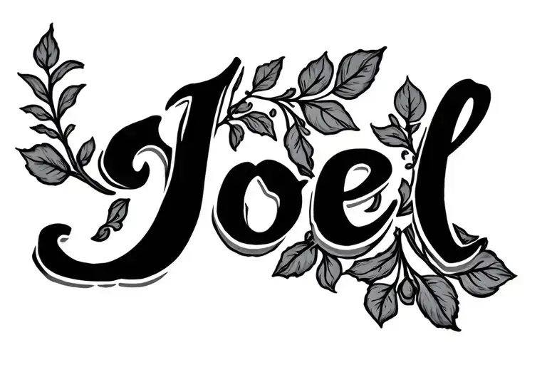 "Joel " name in cursive font tattoo design idea