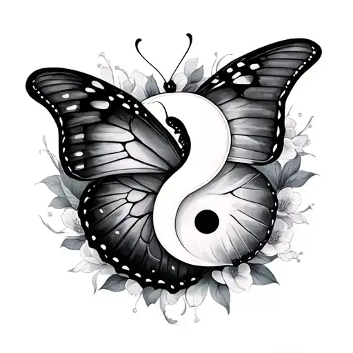 Yin Yang Butterfly tattoo design idea