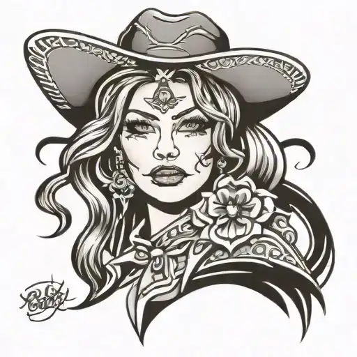 cowgirl tattoo arm sleeve tattoo design idea