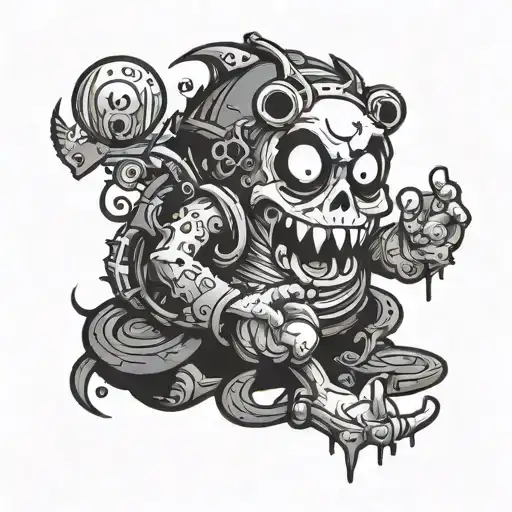 a cartoon character that's shows pain in finding something to love and strive for  tattoo design idea