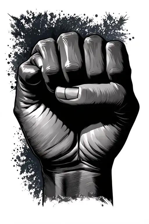 female fist raised tattoo design idea