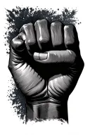 female fist raised tattoo design idea