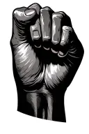 female fist raised tattoo design idea