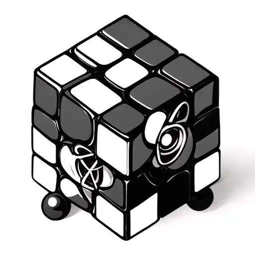 Rubik's cube, atom and math function tattoo design idea