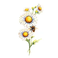 Honey Bee and Daisy flower tattoo design idea