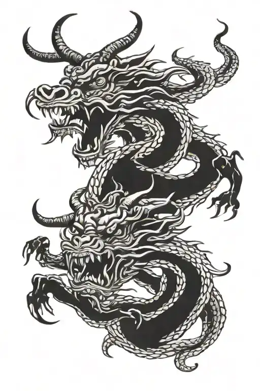ox and dragon wrapped tattoo design idea