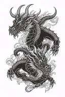 ox and dragon wrapped tattoo design idea