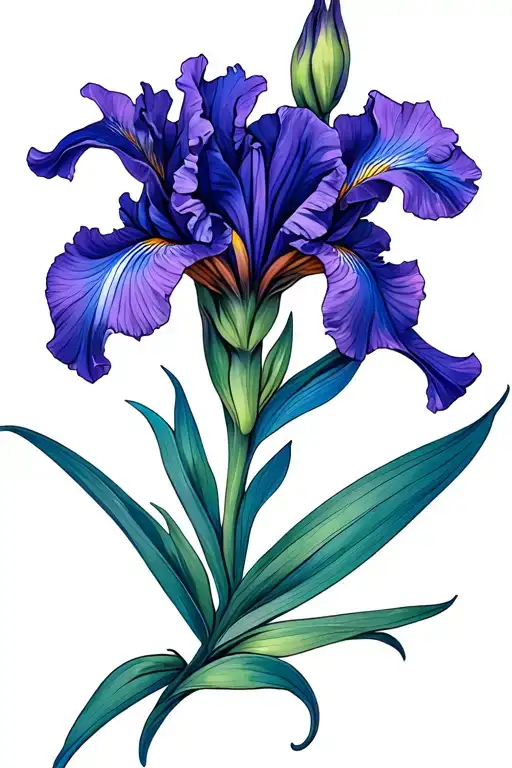 iris flower tattoo purple fading into blue tattoo design idea