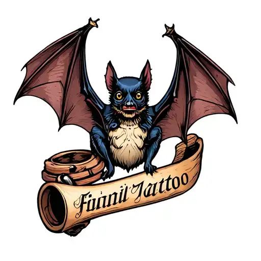 flail tattoo with bat tattoo design idea