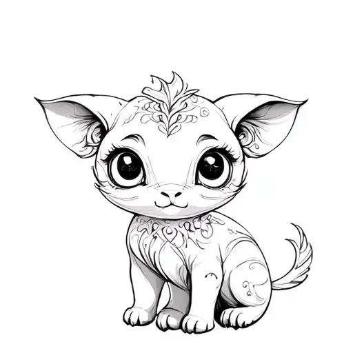 a white animal with big eyes tattoo design idea