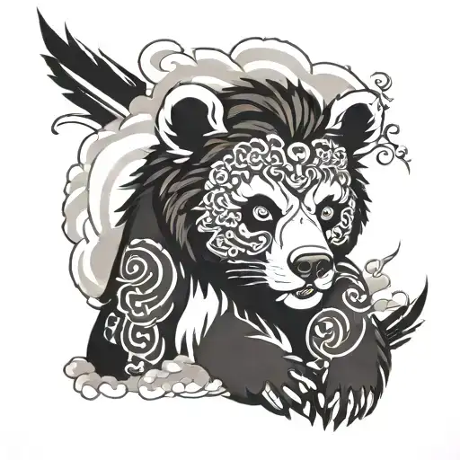 smoky eye bear tattoo design idea