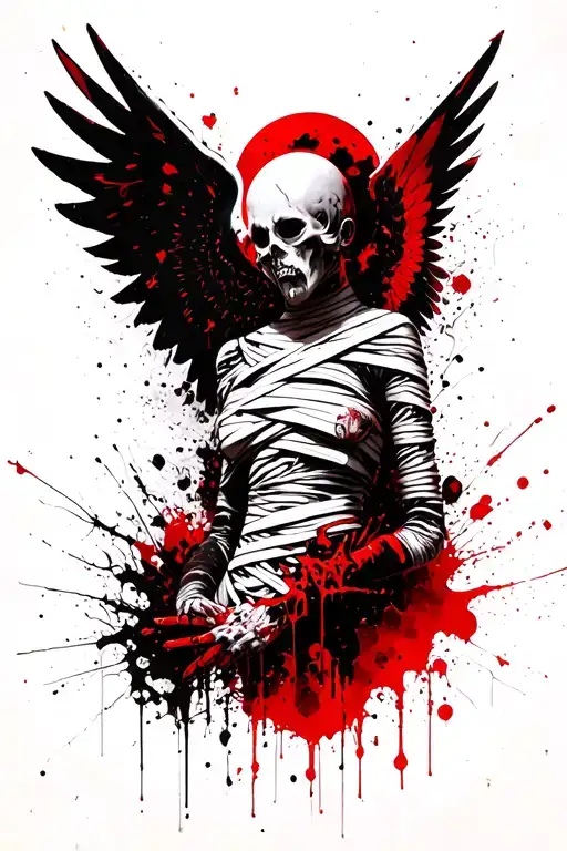 beksinski giger mummy wrap angel filligree arms wrap tattoo design idea